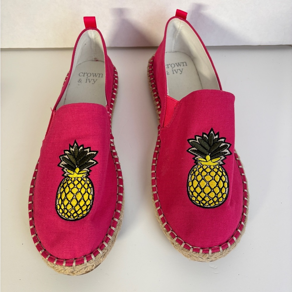 Crown & Ivy Fuchsia Espadrilles with Pineapple Design